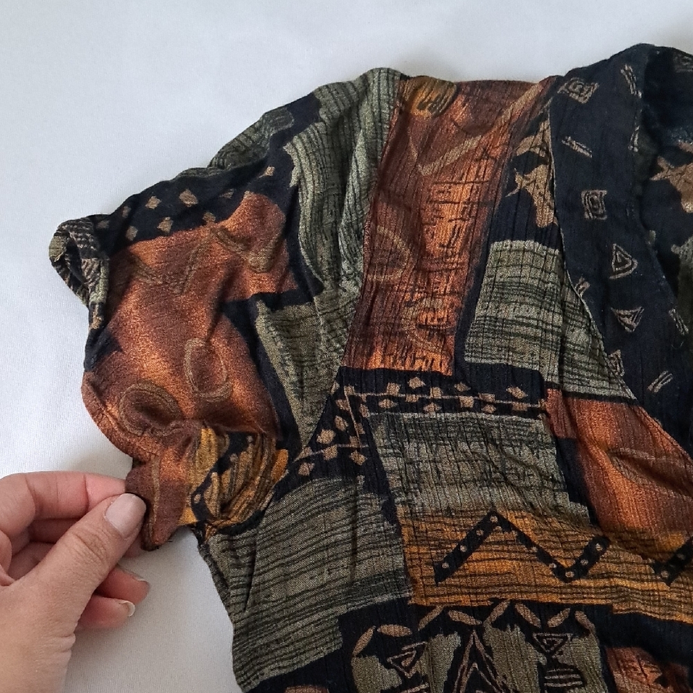 Patchwork Button-Up Blouse - image 4